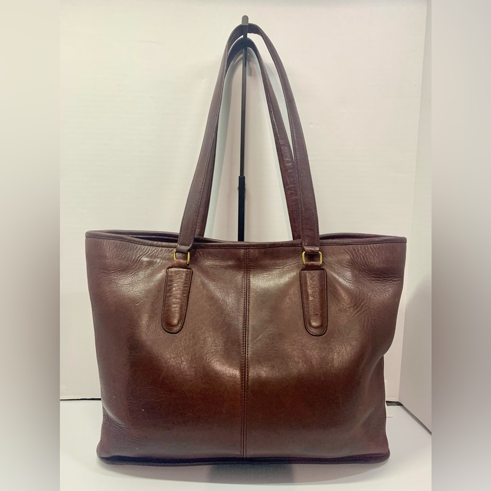 Coach Vintage NYC Marketing Tote Glove Tanned Leather Burgundy Shopper 1980’s - Picture 3 of 12